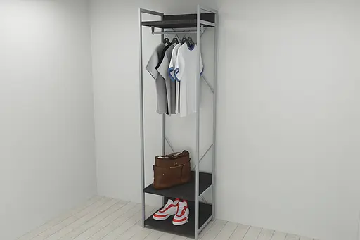 Шафа Гардероб Уні секція 1 серії Конект Ferrum-decor 220x60x50см Сірий метал ДСП Венге Магія 32 мм (FRD-104504)