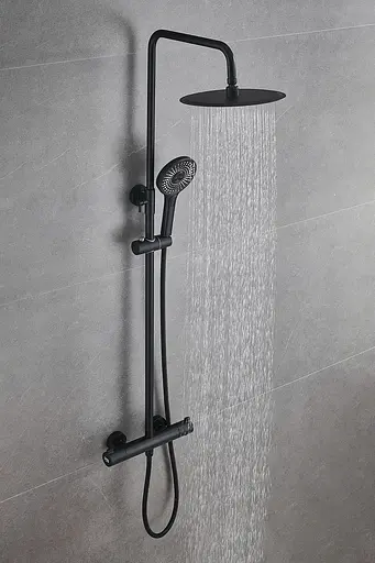 Душова система зовнішнього монтажу Nett з термостатом для душу SSB-24, Чорний - фото 2