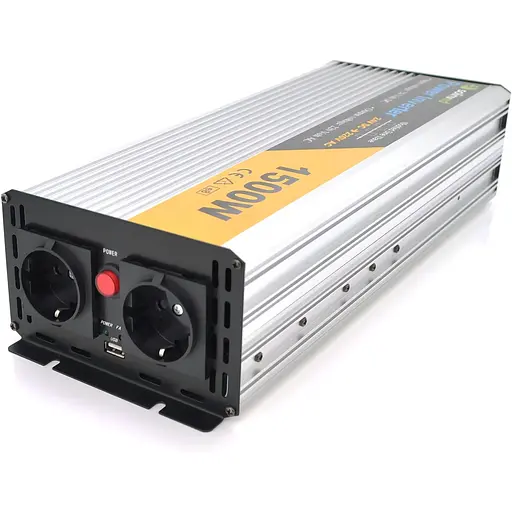 Інвертор напруги Solinved Sol-Yb24-1500M, 24V/220V, 1500W з апроксимованою синусоїдою, 2Shuko, USB, клемні дроти, Q6