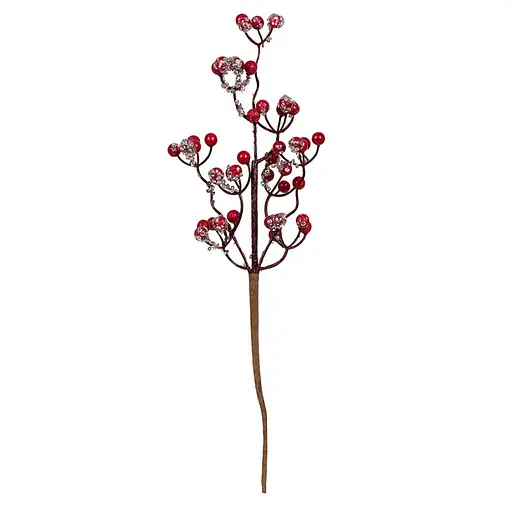 Гілка декоративна Yes! Fun, 45 см, з червоними ягодами, паєтки, срібло