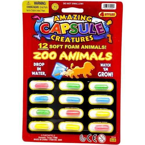 Зростаючі фігурки в капсулі PS-12 Мешканці зоопарку, 12 капсул на планшетці - фото 1