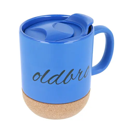 Керамічний кавовий кухоль OldBro Blue 414 мл з корковим дном і кришкою - фото 3