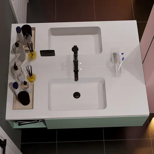 Раковина матова врізна Amidicon Rodeo 100 1000x450 з литого каменю RODEO_100_MAT, Білий матовий - фото 8