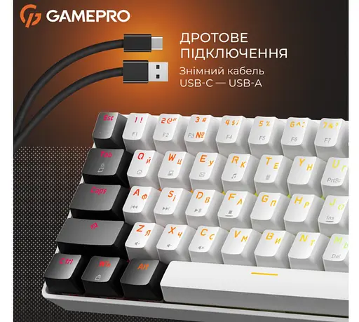 Клавіатура ігрова механічна GamePro GPMK-130BW USB Red Outemu Swithes Hot-Swap Black-White - фото 12