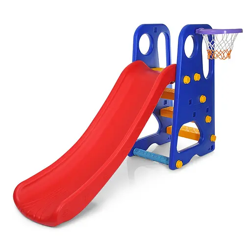 Дитяча гірка BAMBI YG2016-16-1 Пластик, д163-ш85-в103см, з баскетбольним кільцем, червона