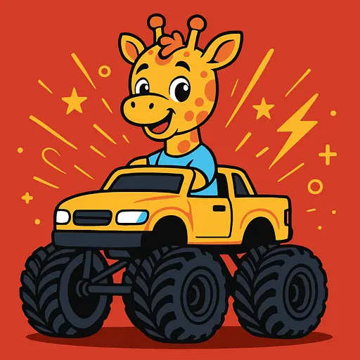 Картина по номерам для детей "Жираф на машині" Ideyka 25х25 см КНО1305