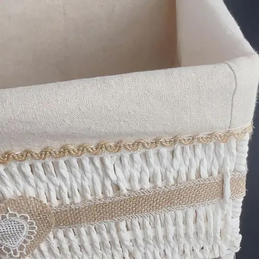 Кошик стелажний Handy Home Серце, з текстильним вкладишем, 36х27х17 см, бежевий (EW-88 L) - фото 3