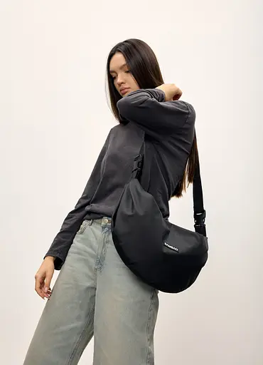 Женская сумка Sambag HOBO Bag-glove черная тканевая 50 х 28 х 5 см (53400064) - фото 6