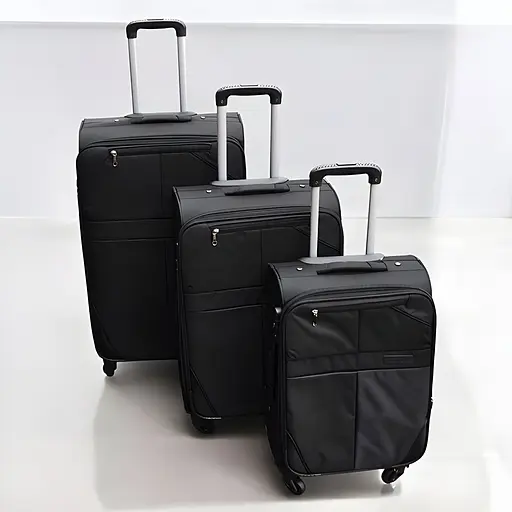 Набір тканинних валіз 3в1 з кодовим замком та телескопічною ручкою чорний (24-292) - фото 2