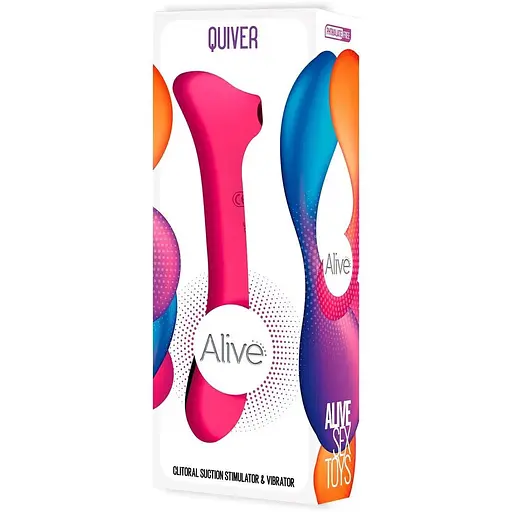 Вібратор та вакуумний кліторальний стимулятор 2 в 1 Alive Quiver Magenta Pink - фото 5