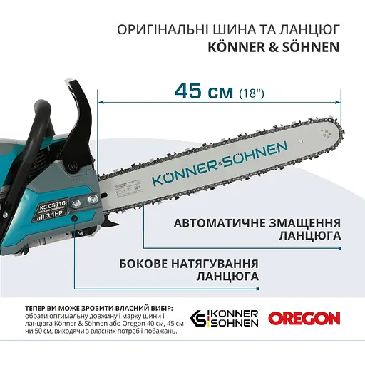 Пила бензиновая Konner&Sohnen KS CS31G-18 (KS CS31G-18) - фото 9