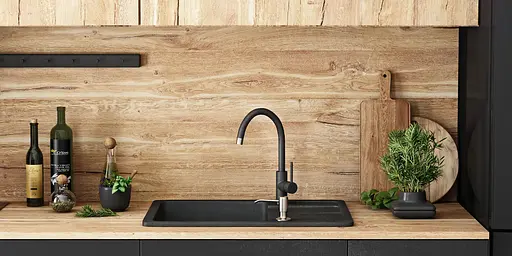 Кухонна мийка гранітна Rea North black metalic ZLE-00126, Чорний - фото 3