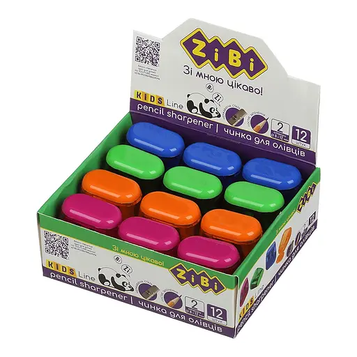 Точилка с контейнером Combi, 2 отверстия, пластиковый корпус, KIDS Line, 12 шт. (В ассортименте)