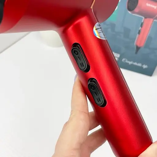 Фен стайлер для сушки и укладки волос Rainberg RB-2211 с концентратором Холодный обдув 6800W Красный/золото - фото 2