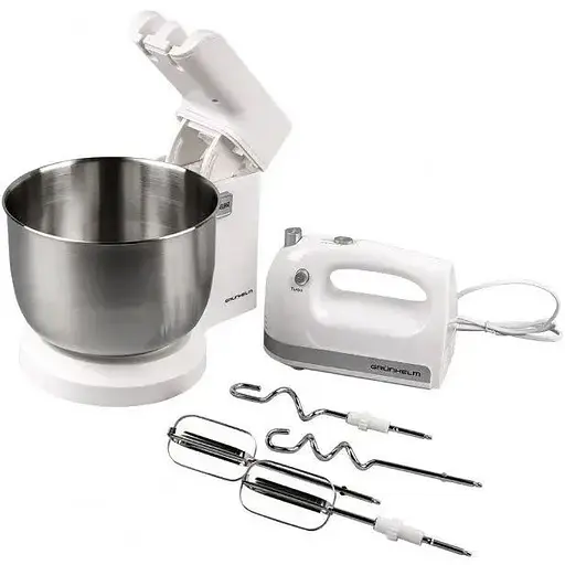 Стаціонарний ручний міксер Grunhelm GRM662B 500 Вт 3.5 л 5 швидкостей із металевою чашею Білий - фото 2