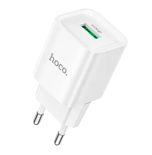 Мережевий зарядний пристрій Hoco C145A Charm single port QC3.0 charger(EU) Білий - фото 1