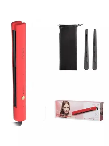 Професійний випрямляч для волосся червоний IPARAH P-103 з керамічними пластинами, швидким нагріванням і мережевим шнуром - фото 6
