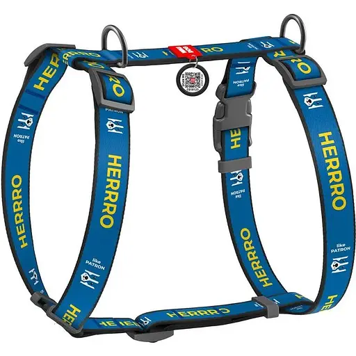 Шлея для собак Waudog Nylon анатомічна H-подібна з QR-паспортом, матеріал нейлон, малюнок "Патрон", пластиковий фастекс, розмір S