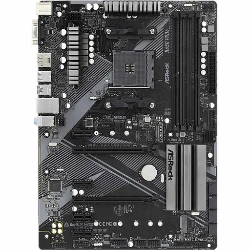 Материнская плата AsRock B450 Pro4 R2.0 (B450 Pro4 R2.0) (Socket AM4, AMD B450, Micro-ATX) - фото 1
