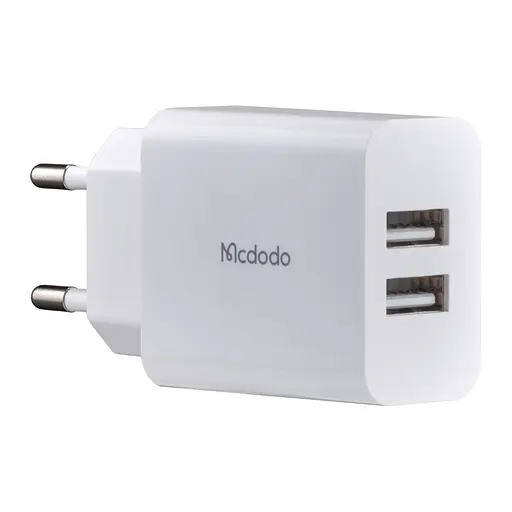 Сетевое зарядное устройство McDodo Dual USB Charger (EU Plug) + Type-C Cable 1m Travel Set CH-6721 Белый - фото 1