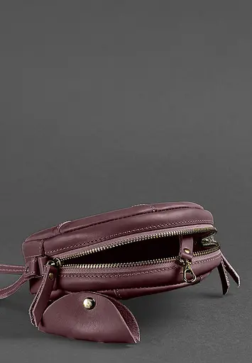 Шкіряна кругла жіноча сумка Бон-Бон бордова - фото 4