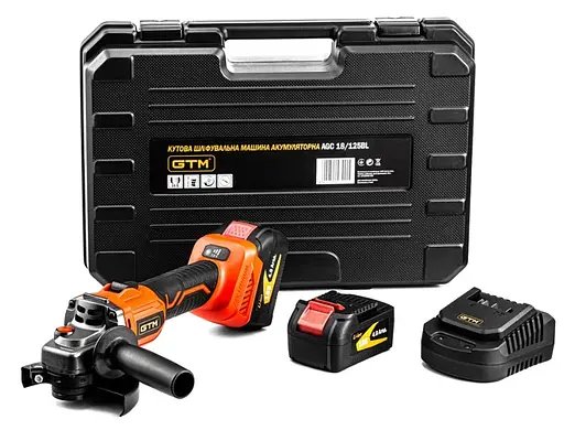 Угловая шлифовальная машина GTM AGC18/125BL 18В + 2 аккумулятора и ЗУ - фото 4
