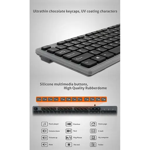 Клавиатура MeeTion USB Standard Chocolate Ultrathin Keyboard K841 Ukr/RU/EN раскладки - фото 5