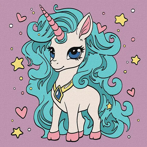 Набір 7+ для розпису по номерах. КНО6102 "Фантастична одноріжка" 25х25см