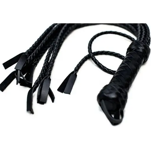 Флогер Art of Sex Кошка, 9 плетеных хвостов по 50 см, цвет черный - фото 4