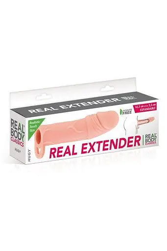 Насадка на член Real Body Real Extender Hugy з відкритою головкою та кільцем для мошонки - фото 3
