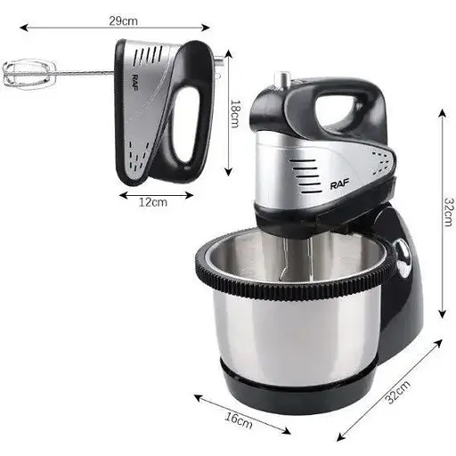 Стационарный миксер ручной RAF R.6661 комбайн с металлической вращающейся чашей 2л 800 Вт - фото 6