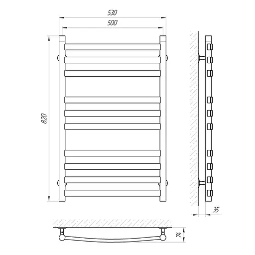 Водяна рушникосушка Laris Кватро Класік П10 500x800 71207568, Хром - фото 3