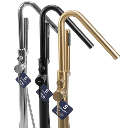 Смеситель для ванны Rea Aras brushed gold напольный REA-B2719 Золотой - фото 4