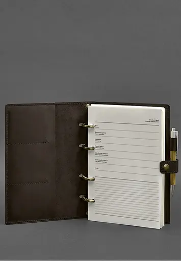 Шкіряний блокнот з датованим блоком (Софт-бук) 9.1 темно-коричневий Crazy Horse - фото 3