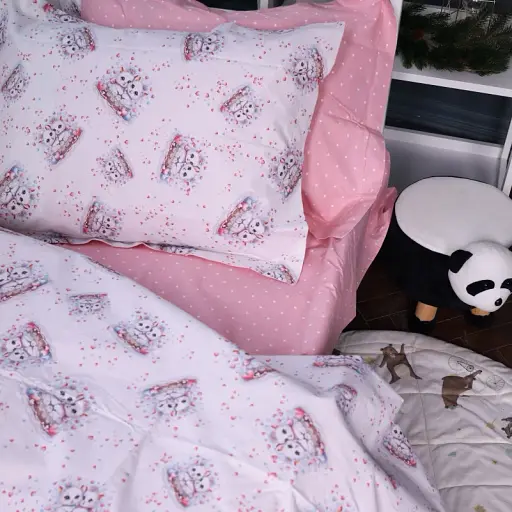 Наволочка MirSon Poplin Line Kids 04 Cats 50х70 см рожева (2200009714245) - фото 4