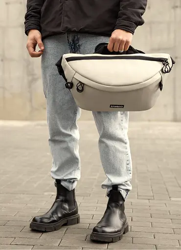 Мужская сумка-бананка под ноутбук Sambag Urban Laptop тепло-серая 46×26 см (51411030m) - фото 6