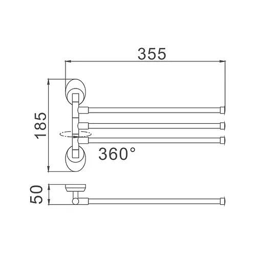 Тримач для рушника поворотний Haiba HB1613 HB0456 350 мм Хром - фото 2