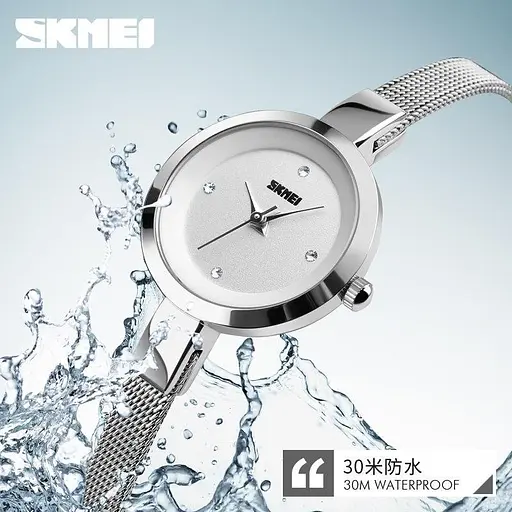 Женские классические часы Skmei 1390 (Серебристые) - фото 5
