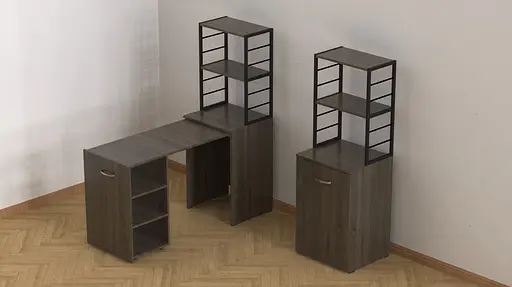 Стол-тумба трансформер Смарт 4/1 с этажеркой Ferrum-decor 1430x1450x500 Черный металл ДСП Дуб Сонома Трюфель 16 мм (FRD-105127) - фото 3