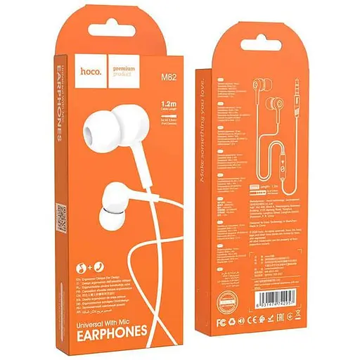 Проводные наушники Hoco M82 La musique universal earphones with mic, 3.5mm, 1.2m, white - фото 3