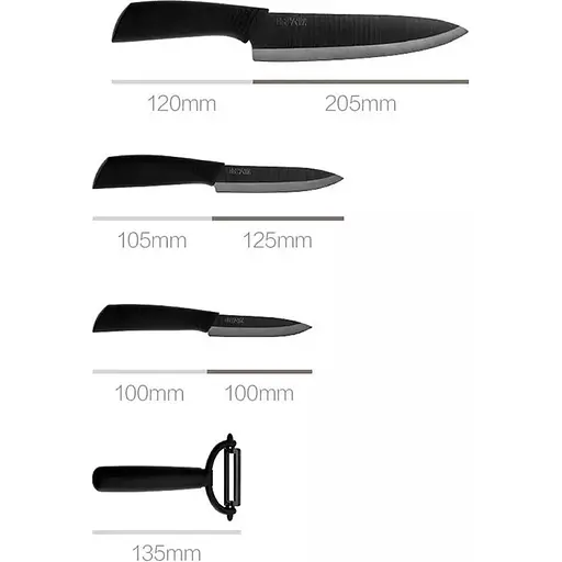 Набор ножей Xiaomi Huo Hou Nano Ceramic Knifes Set 4 предмета (HU0010) [36125] - фото 3