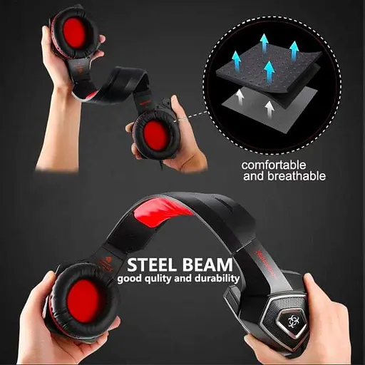 Провідна ігрова гарнітура Hunterspider Gaming with LED V1, USB, 3.5mm, 2m, black-red - фото 12