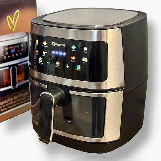 Аерофритюрниця безмасляна Henschll 8л електрична з сенсорним керуванням 3200Вт Сірий / Чорний - фото 2