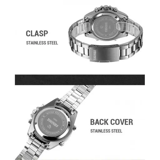 Тактические водостойкие кварцевые часы Skmei Daytona silvery - фото 6
