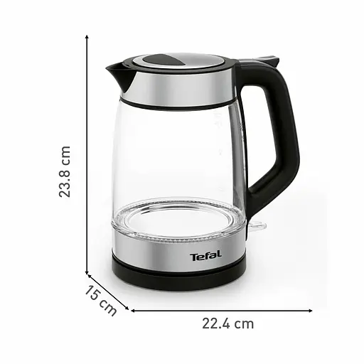 Tefal Электрочайник Glass Kettle 1.7л, стекло, с подсветкой, черно-серебряный - фото 3