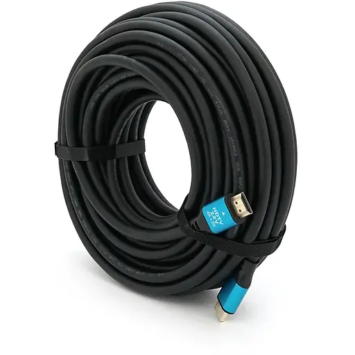 Кабель Merlion HDMI-HDMI 4Kx2K Ultra HD, 20.0m, v2,0, круглий Black, коннектор Blue, Blister-box, Q10