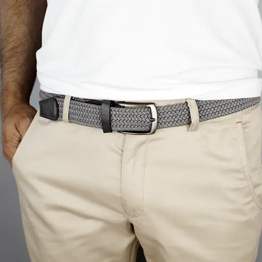 Ремень резинка мужской JK-35004 (110 см) светло-серый плетеный - фото 6