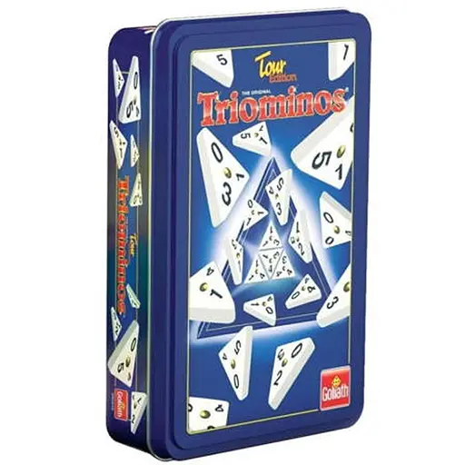 Настольная игра Goliath Тримино в металлической коробке (Triominos Travel Tour edition) + правила на украинском! (360632) - фото 1
