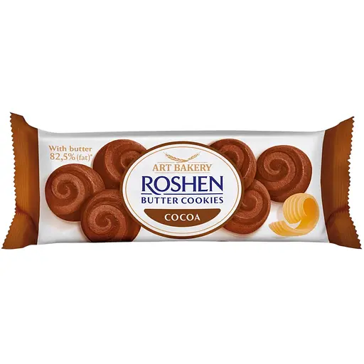 Печиво здобне Roshen Butter Cookies з маслом та какао 140 г                                                                                              