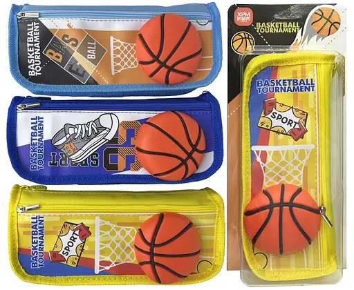 Пенал-косметичка Силиконовый мяч-баскетбол, 2 молнии, 8x24 см (в ассортименте) - фото 2